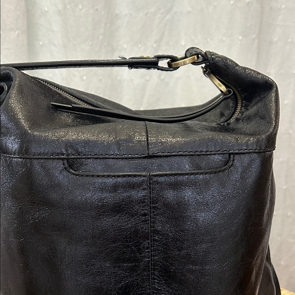 Hobo Black Leather Shoulder Bag Large Minimalist Classic Travel Work Tote - Picture 3 of 16
